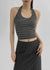 Duver Stripe Semi Crop Holter Halter Sleeveless