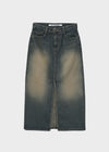 [MADE] Log Washing Long Denim Skirt