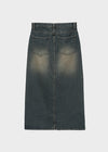 [MADE] Log Washing Long Denim Skirt
