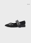 leather buckle flat shoes