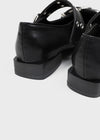 leather buckle flat shoes