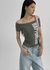 Dicomon Lettering Off Shoulder Short Sleeve Tee