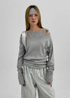 Deluver Loose Fit Off-Shoulder Long Sleeve T-Shirt