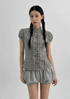 Iltense Puff Check Seersucker Short Sleeve Shirt